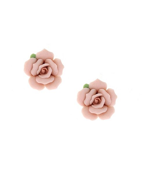 2028 Pink Porcelain Rose Post Earrings & Reviews Earrings Jewelry