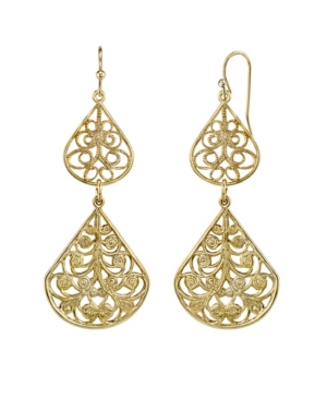 image of 2028 Gold-Tone Filigree Drop Earrings