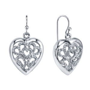 image of 2028 Filigree Heart Drop Earrings