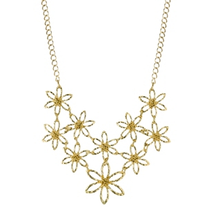 image of 2028 Gold-Tone Flower Bib Necklace 16