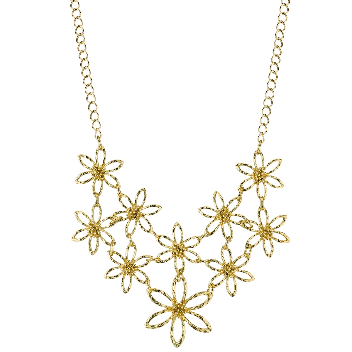 2028 Gold-tone Flower Bib Necklace 16" Adjustable