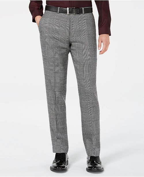 Bar Iii Men S Slim Fit Black White Plaid Suit Pants Created For
