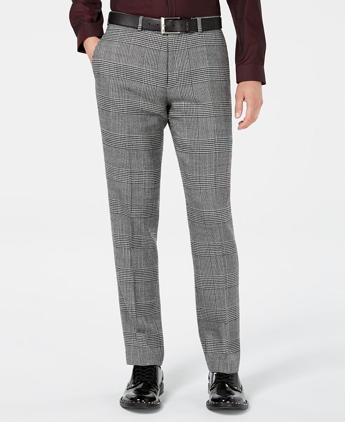 Bar III Men's Slim-Fit Black/White Plaid Suit Pants, Created for Macy's ...