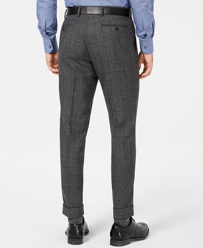 Tallia Men's Slim-Fit Charcoal Plaid Wool Suit Pants - Macy's