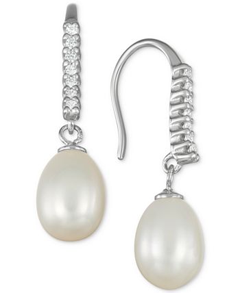 Macy's Cultured Freshwater Pearl (7-11mm) & Cubic Zirconia Linear ...