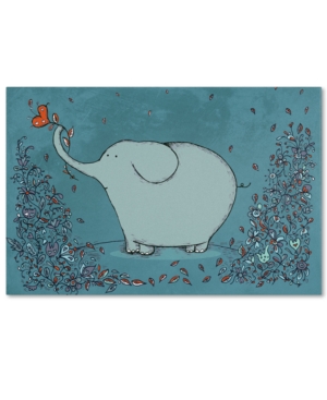 Trademark Global Carla Martell 'garden Elephant' 12" X 19" Canvas Art Print In Multi