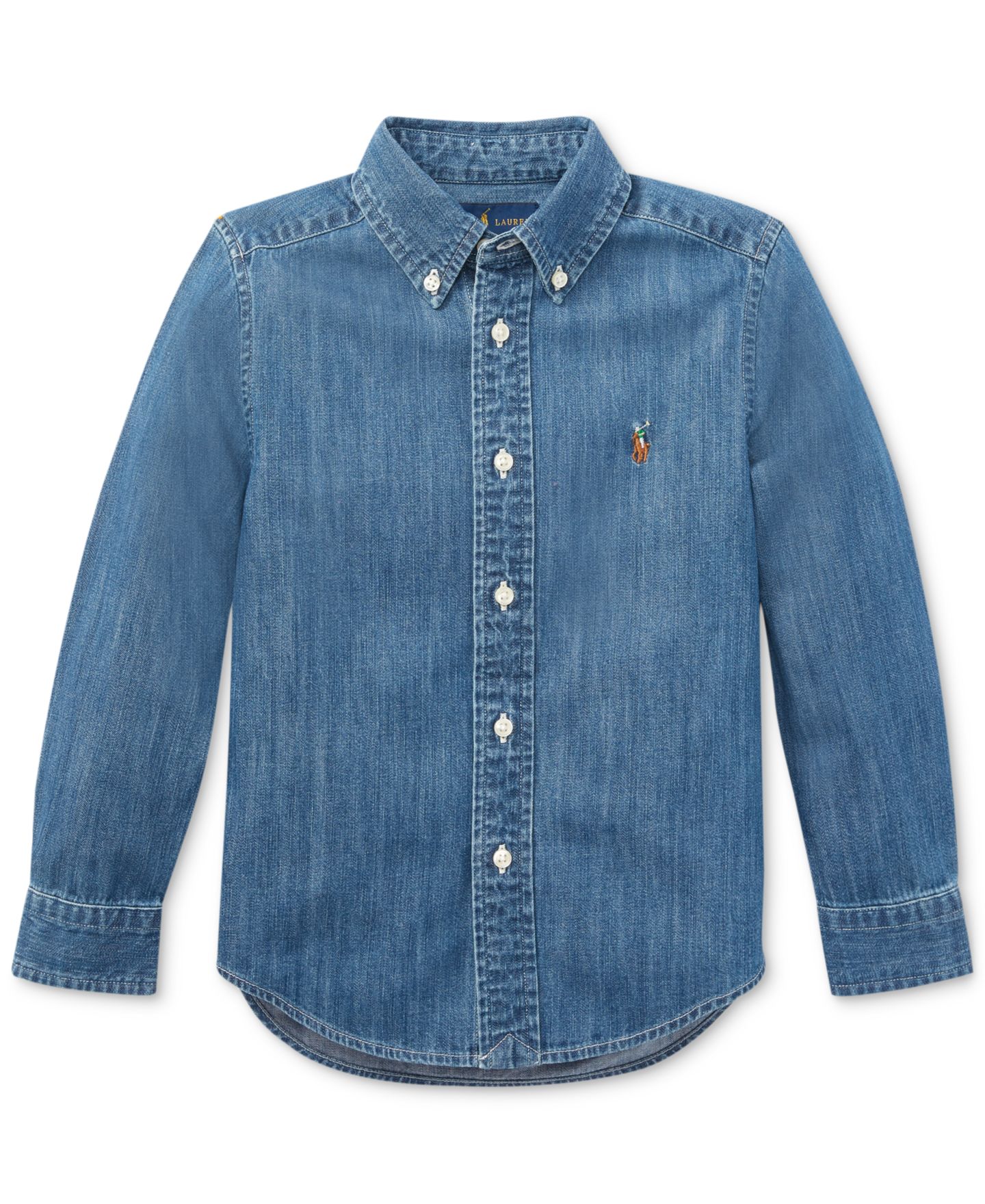 Рубашка Polo Ralph Lauren Cotton Chambray Shirt для мальчиков, цвет: Тёмный синий — фото 4