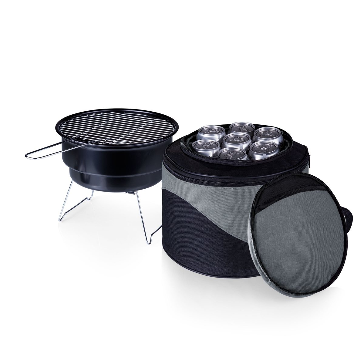 by Picnic Time Caliente Portable Charcoal Grill & Cooler Tote - Black