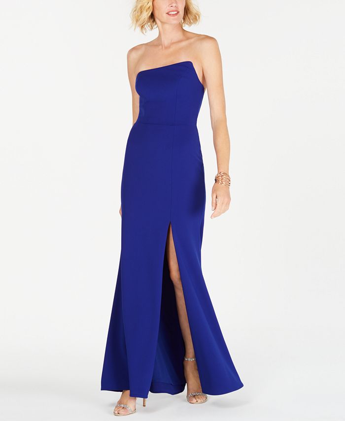 Betsy & Adam Strapless Ruffle-Back Gown - Macy's