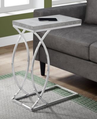 Chrome Metal Edgeside Accent Table in Grey Cement