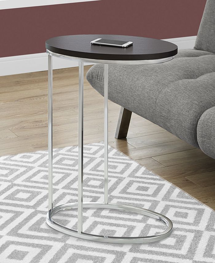 Monarch Specialties Chrome Metal Oval Edgeside Accent Table in