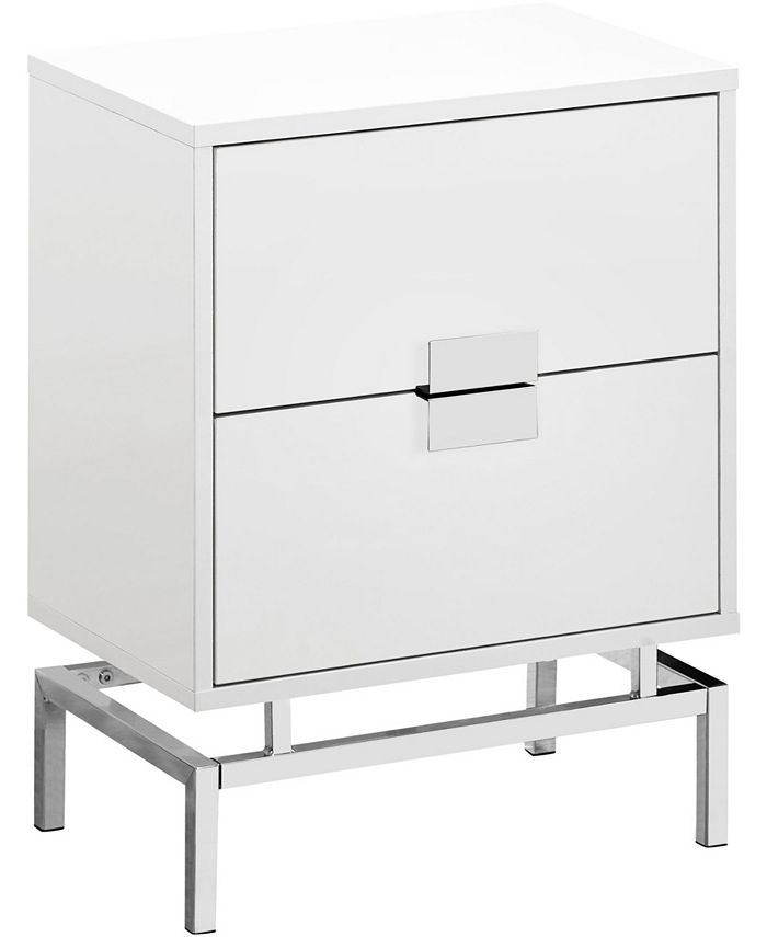 Monarch Specialties - Accent Table - 24"H Glossy White Chrome Metal