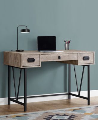 Monarch Specialties - Computer Desk - 48"L Taupe Wood Grain Black Metal