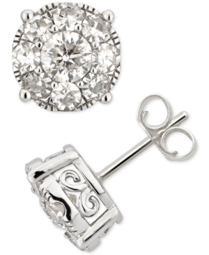 image of Diamond Cluster Stud Earrings (2 ct. t.w.) in 14k White Gold