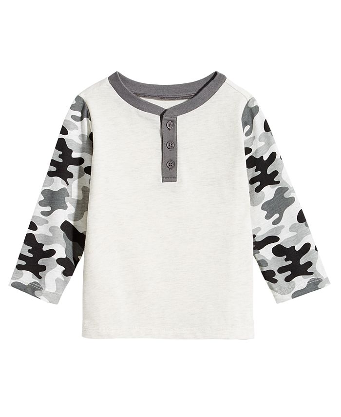 First Impressions Toddler Boys Camo-Sleeve Henley T-Shirt, Created for ...