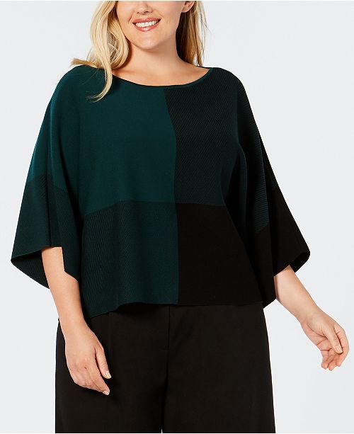 Eileen Fisher Tencel Plus Size Colorblocked Sweater Reviews