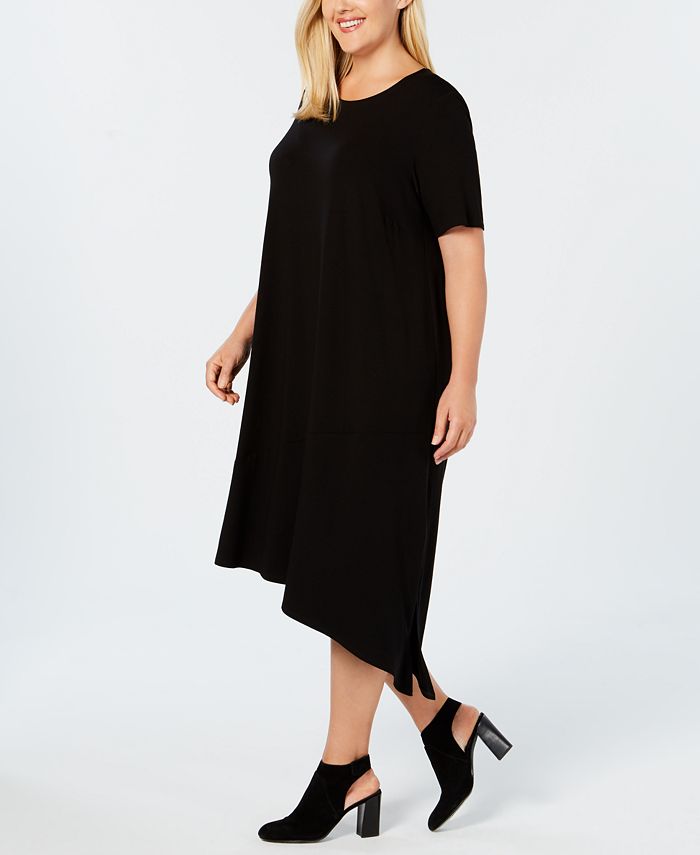 Eileen Fisher Plus Size Stretch Jersey Asymmetrical Knit Dress - Macy's
