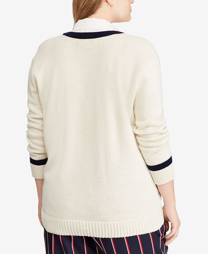 Lauren Ralph Lauren Women's Layered Cotton-Blend Sweater Blk/cream  Size Small