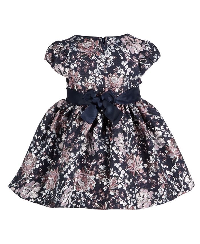 Bonnie Baby Baby Girls Floral-Brocade Dress - Macy's