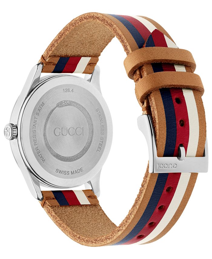 Gucci Men's Swiss G-Timeless Light Brown Leather Strap Watch 38mm ...