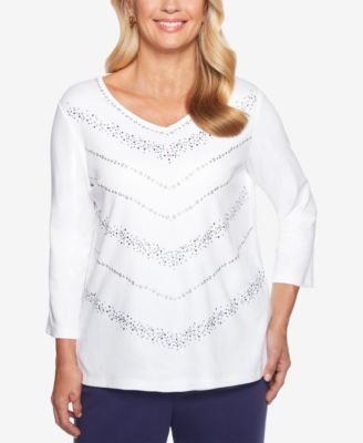 Alfred Dunner - Petite Embellished Chevron Top