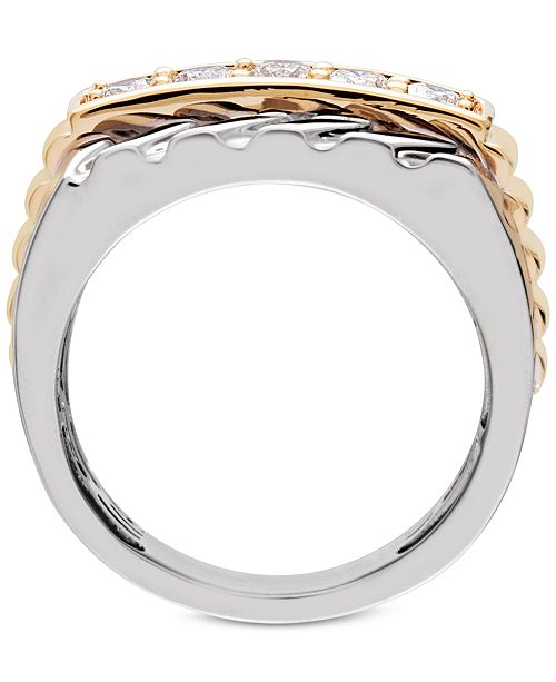 Macy's Men's Diamond TwoTone Ring (3/4 ct. t.w.) in 10k Gold & White