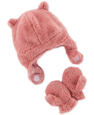 baby fleece hat and mittens