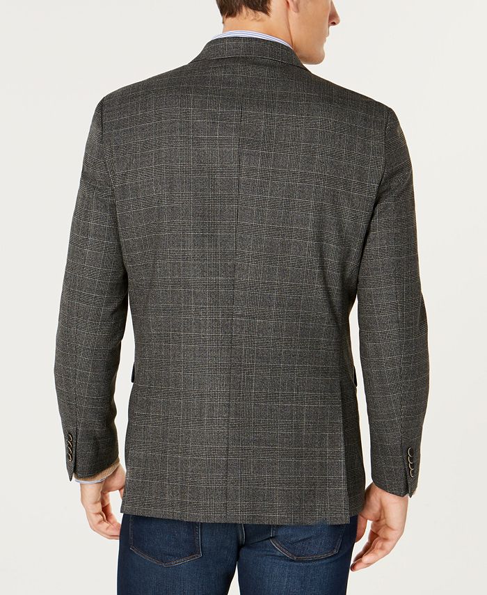 Tommy Hilfiger Men's Modern-Fit Performance Stretch Flex Plaid Addison Overcoat Red Size 40 R/M37.5