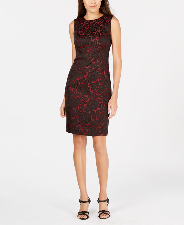 Calvin Klein Two-Tone Brocade Sheath Dress - Macy's