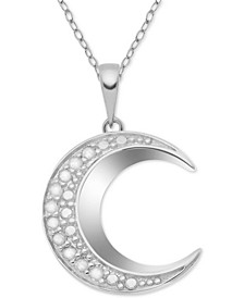 Diamond Crescent Moon 18" Pendant Necklace (1/10 ct. t.w.) in Sterling Silver