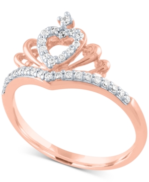 image of Diamond Heart Crown Ring (1/5 ct. t.w.) in 10k Rose Gold
