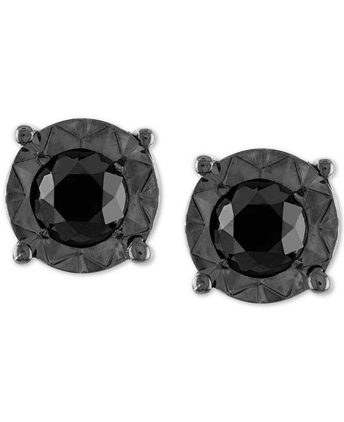 Macy's Black Diamond (1/2 ct. t.w.) Stud Earrings in Sterling Silver