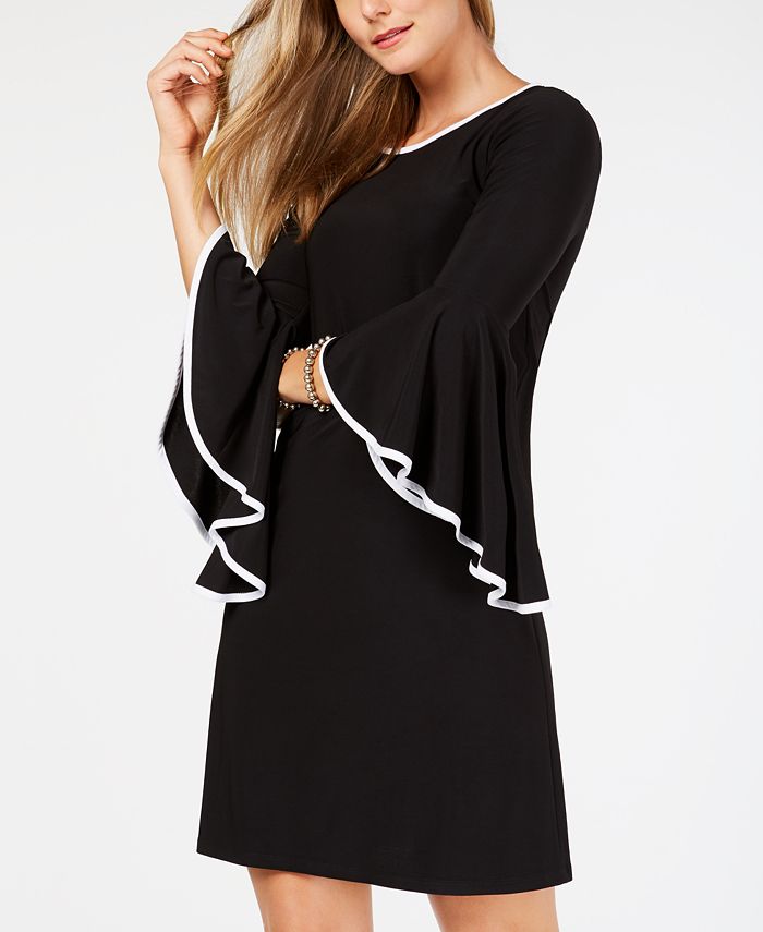 MSK Petite Contrast Bell-Sleeve Dress - Macy's