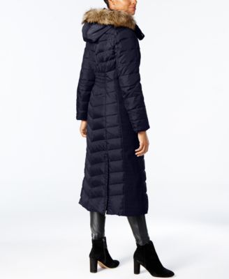 michael kors faux fur trim down coat