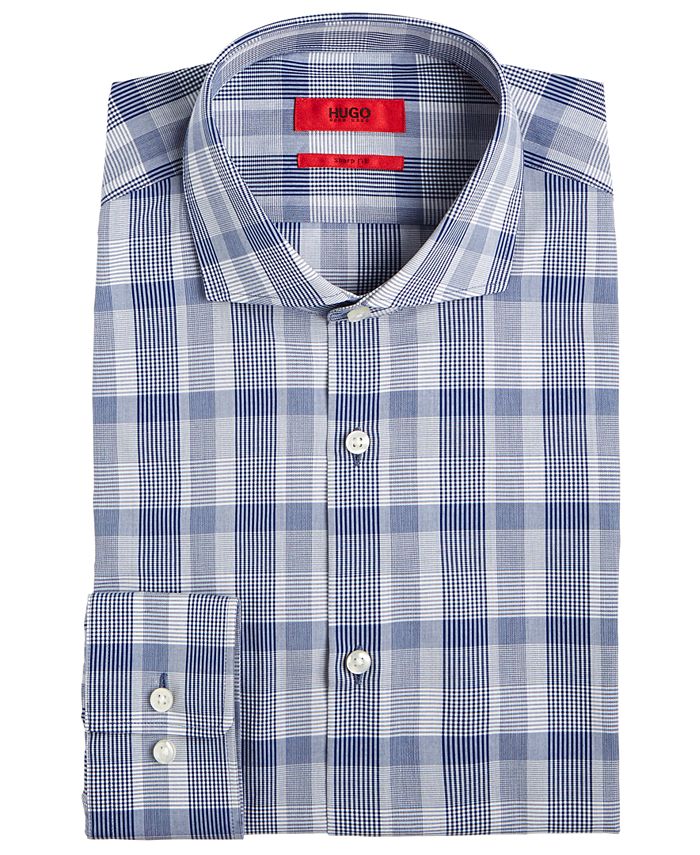 Hugo Boss HUGO Men's SlimFit Navy Plaid Dress Shirt Macy's