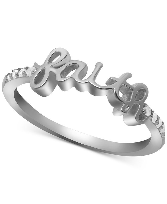 Macy's Diamond Faith Ring (1/10 ct. t.w.) in Sterling Silver Macy's