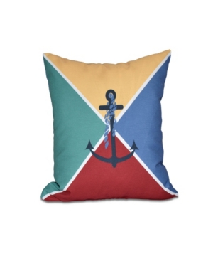E By Design Anchor Flag 16 Inch Yellow Decorative Nautical Throw Pillow