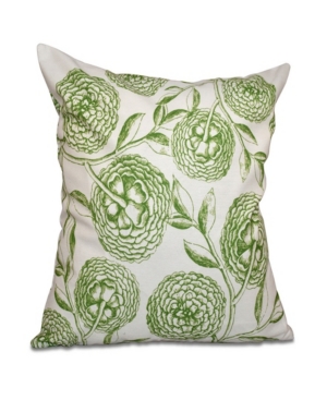 E By Design Antique Flowers 16 Inch Green Decorative Floral Throw Pillow