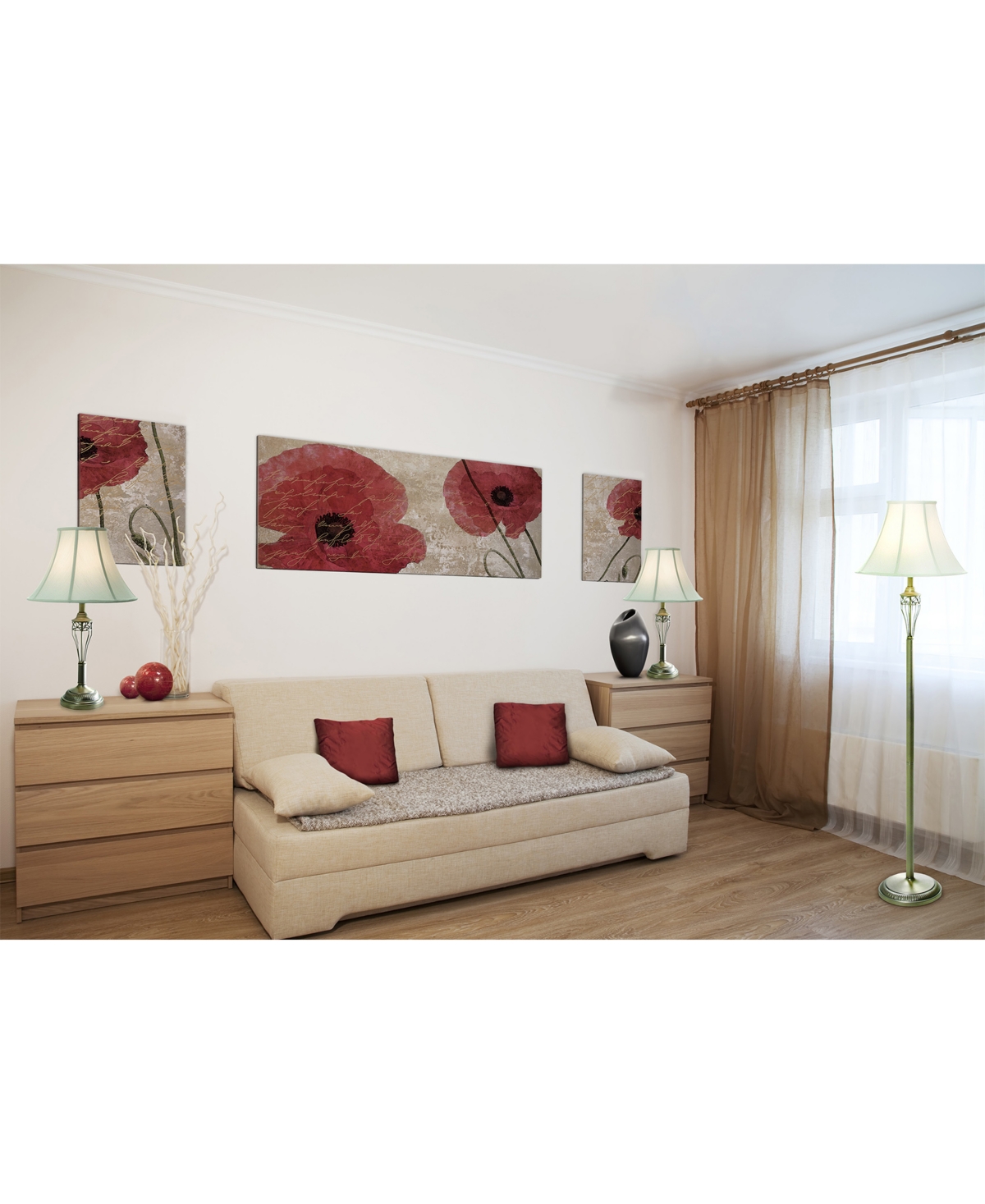Elegant Designs AntiqueThree Pack Lamp Set (2 Table Lamps, 1 Floor Lamp) - Brass