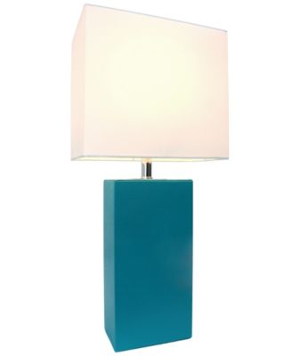Elegant Designs Modern Leather Table Lamp with White Fabric Shade