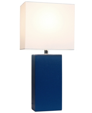 Elegant Designs Modern Leather Table Lamp with White Fabric Shade