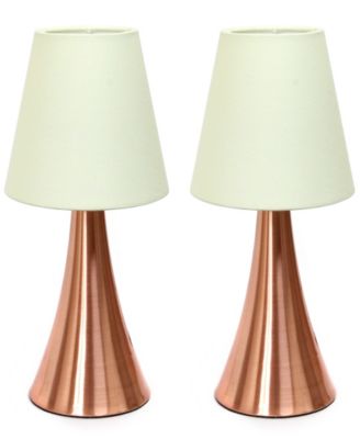 Simple Designs Valencia 2  Pack Mini Touch Table Lamp Set with Fabric Shades