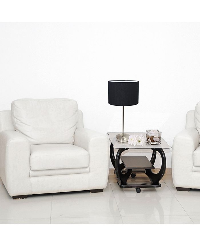 Simple Designs - Brushed Nickel Stick Lamp with Fabric Shade