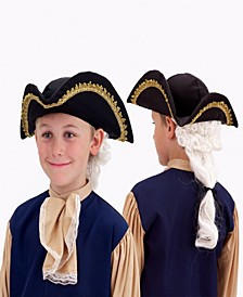 Colonial Hat with Wig Little and Big Boys Accessory