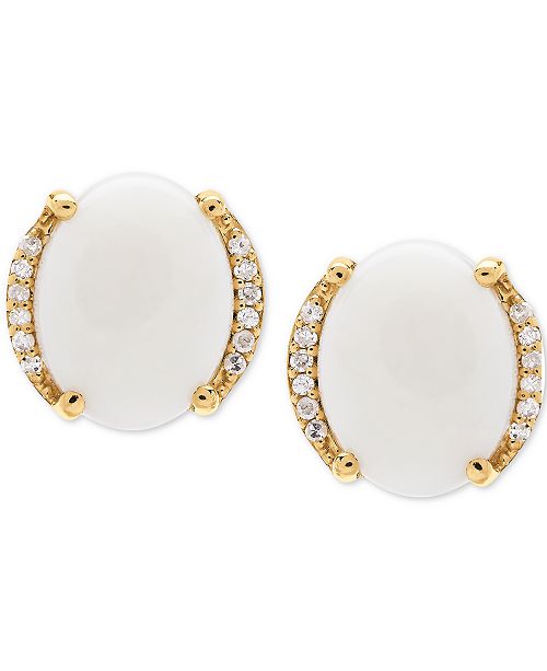 Macy's Opal (2 ct. t.w.) & Diamond Accent Stud Earrings in 14k Gold ...
