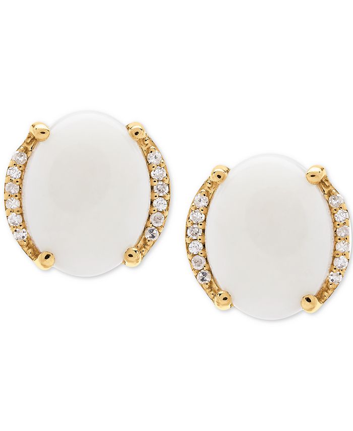 Macy's - Opal (2 ct. t.w.) & Diamond Accent Stud Earrings in 14k Gold