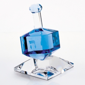 Badash Crystal Cobalt Crystal Dreidel Art Glass Sculpture In Blue