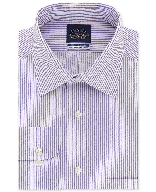 Eagle Men's Classic/Regular Fit NonIron Flex Collar Stripe Dress Shirt