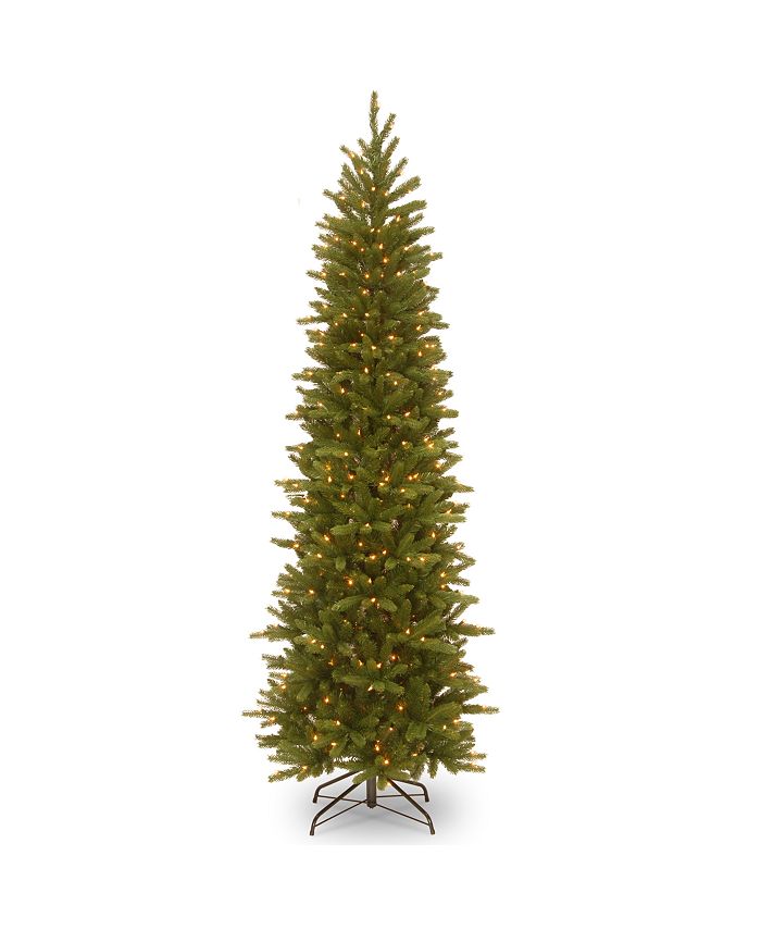 National Tree Company - National Tree 6 .5" Feel Real Grande Fir Pencil Slim Tree with 250 Clear Lights