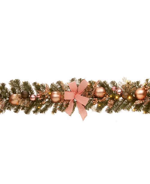 National Tree Company 72 Decorated Pine Garland With Bow Gold